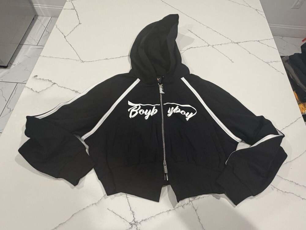 BOYBYBOY Women's Cropped Zip-Up Hoodie